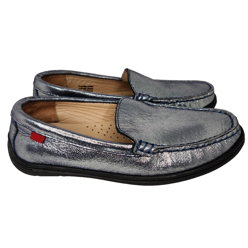 Marc Joseph Metallic Shimmer Leather Slip On Loafers Size 12.5 Girls